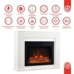 KAMINIO Cheminée Electrique MATTI - Cheminée Électrique sur Pied avec Chauffage, Effet de Flamme 3D, Lumière d'ambiance LED, télécommande - Blanc – Image 6