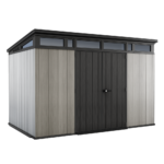 keter artisan gris abri de jardin avec porte à double pans 342x218x226 cm