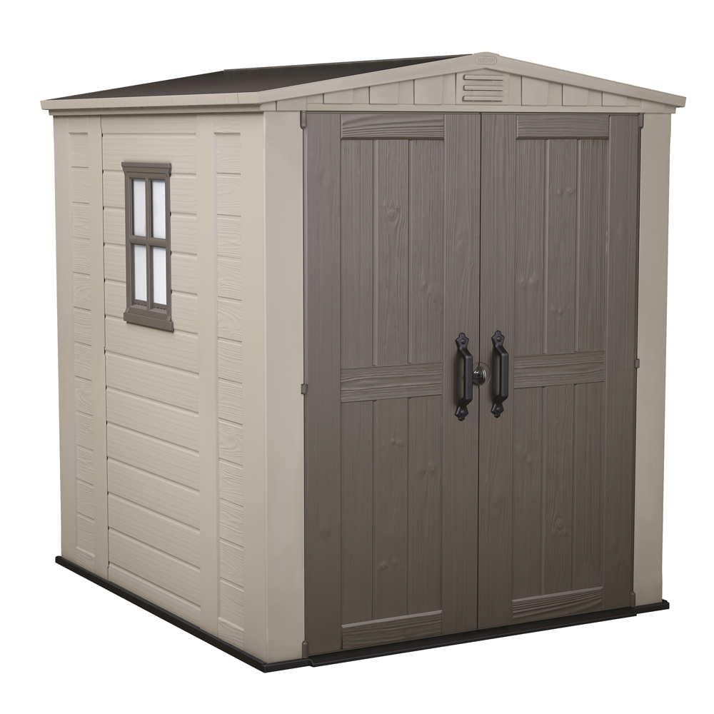 keter factor beige abri de jardin avec fenêtre latérale 178x195.5x208 cm
