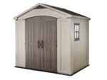 keter factor beige abri de jardin avec fenêtre latérale 256.5x182x243 cm