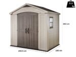 keter factor beige abri de jardin avec fenêtre latérale 256.5x182x243 cm