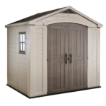 keter factor beige abri de jardin avec fenêtre latérale 256.5x182x243 cm