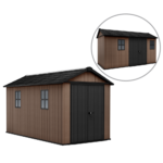 keter newton plus 7513/1375 abri de jardin avec double porte et fenêtres 230 x 413 x 246 cm