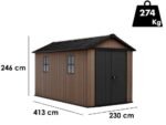keter newton plus 7513/1375 abri de jardin avec double porte et fenêtres 230 x 413 x 246 cm