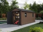 keter newton plus 7515/1575 abri de jardin avec porte à double battant et fenêtres 230 x 476 x 246 cm