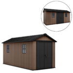 keter newton plus 7515/1575 abri de jardin avec porte à double battant et fenêtres 230 x 476 x 246 cm