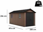 keter newton plus 7515/1575 abri de jardin avec porte à double battant et fenêtres 230 x 476 x 246 cm