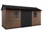 keter newton plus 7515/1575 abri de jardin avec porte à double battant et fenêtres 230 x 476 x 246 cm