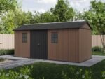 keter newton plus 7517/1775 abri de jardin avec porte à double battant et fenêtres 230 x 539 x 246 cm