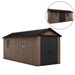 keter newton plus 7517/1775 abri de jardin avec porte à double battant et fenêtres 230 x 539 x 246 cm