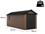 keter newton plus 7517/1775 abri de jardin avec porte à double battant et fenêtres 230 x 539 x 246 cm