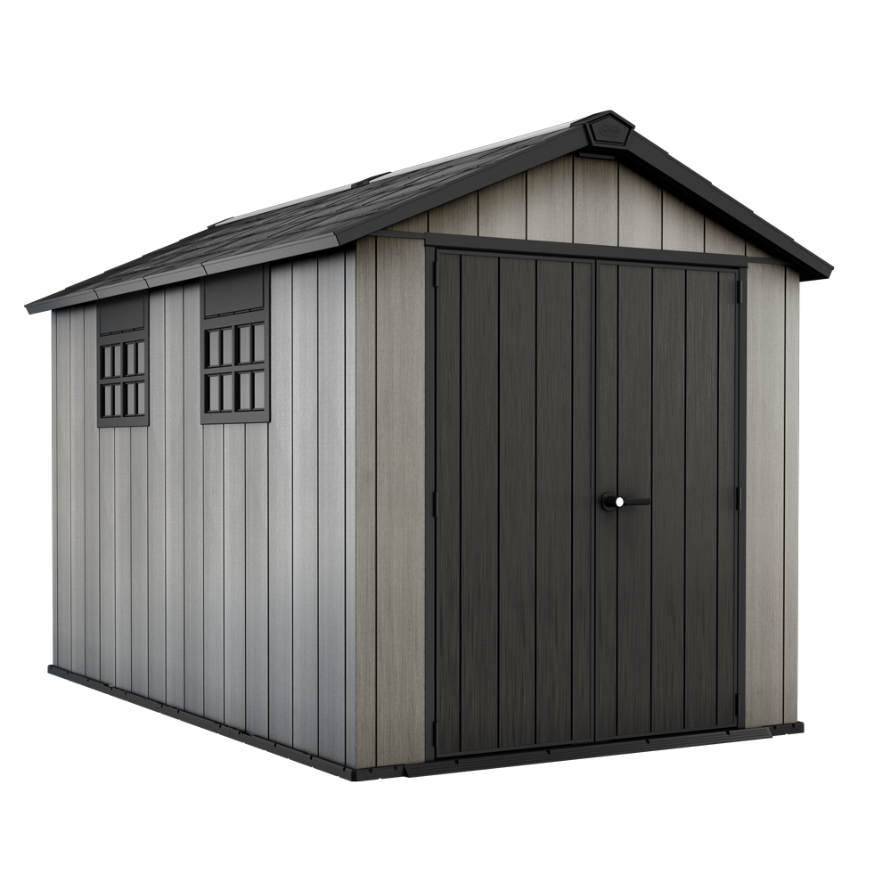keter oakland 7511 abri de jardin avec porte à double battant et fenêtres 230x350x242 cm