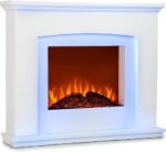 KLARSTEIN Aosta Light & Fire - Cheminée électrique effet flamme, Cheminée électrique chauffante, 1000 ou 2000W, Commande de démarrage adaptative, Minuterie, Boîtier en MDF,...