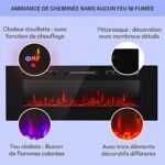 Klarstein Cheminée Electrique Encastrable, Chauffage Electrique de 1800W, Fausse Cheminée Decorative Murale avec Effet Flamme en LED, Télécommande Inclus, Programmable,... – Image 2