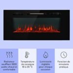 Klarstein Cheminée Electrique Encastrable, Chauffage Electrique de 1800W, Fausse Cheminée Decorative Murale avec Effet Flamme en LED, Télécommande Inclus, Programmable,... – Image 3