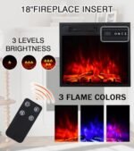 MachenFlame Cheminée électrique de 45,7 cm avec enroulement d'angle, chauffage de couleur de flamme réglable, bouton et télécommande, blanc classique. – Image 3