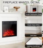 MachenFlame Cheminée électrique de 45,7 cm avec enroulement d'angle, chauffage de couleur de flamme réglable, bouton et télécommande, blanc classique. – Image 4