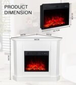 MachenFlame Cheminée électrique de 45,7 cm avec enroulement d'angle, chauffage de couleur de flamme réglable, bouton et télécommande, blanc classique. – Image 7