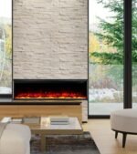 M.C.Haus Cheminée Electrique de Luxe à 3 Faces avec 3 Possibilités D'installation, Cheminée Encastrée dans Un Mur Multimédia, Effet de Flamme Electrique avec 9 Couleurs, 1800W,... – Image 2