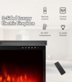 M.C.Haus Cheminée Electrique de Luxe à 3 Faces avec 3 Possibilités D'installation, Cheminée Encastrée dans Un Mur Multimédia, Effet de Flamme Electrique avec 9 Couleurs, 1800W,... – Image 3