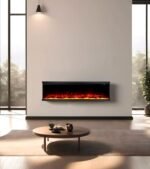 M.C.Haus Cheminée Electrique de Luxe à 3 Faces avec 3 Possibilités D'installation, Cheminée Encastrée dans Un Mur Multimédia, Effet de Flamme Electrique avec 9 Couleurs, 1800W,... – Image 4