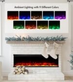 M.C.Haus Cheminée Electrique de Luxe à 3 Faces avec 3 Possibilités D'installation, Cheminée Encastrée dans Un Mur Multimédia, Effet de Flamme Electrique avec 9 Couleurs, 1800W,... – Image 5