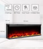 M.C.Haus Cheminée Electrique de Luxe à 3 Faces avec 3 Possibilités D'installation, Cheminée Encastrée dans Un Mur Multimédia, Effet de Flamme Electrique avec 9 Couleurs, 1800W,... – Image 7