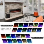 M.C.Haus Cheminée électrique Ultra-Mince, Silencieuse, 12 Couleurs de Flamme Variables, écran Tactile en Verre et Télécommande, avec Jeu de Bûches et Cristal (127cm,Noir) – Image 3