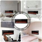 M.C.Haus Cheminée électrique Ultra-Mince, Silencieuse, 12 Couleurs de Flamme Variables, écran Tactile en Verre et Télécommande, avec Jeu de Bûches et Cristal (127cm,Noir) – Image 5