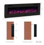Mystflame Crystal 60 Electric Wall Fireplace with Wi-Fi, 152 cm, Ultra Thin 8 cm, 12 Flame Colours, Thermostat 750/1500W, Comfortable Stove, Touch Screen and Timer – Image 5