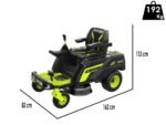 ryobi ztrx76 tondeuse autoportée à batterie et rayon de braquage zéro 72v/20 ah coupe de 76 cm 2en1