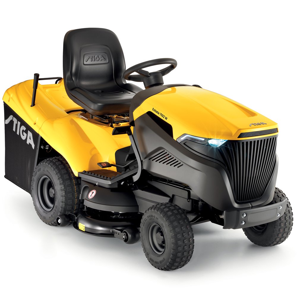 stiga estate 7102 w tondeuse autoportée transmission hydrostatique bac de ramassage mulching