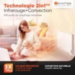 Termoplaza Infrarouge Radiateur Électrique 700W jusqu'à 20 m² - Chauffage Électrique avec Thermostat - Convecteur Électrique - Radiateur Électrique Mobile Blanc - Chauffage... – Image 2