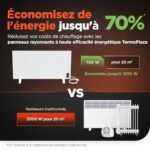 Termoplaza Infrarouge Radiateur Électrique 700W jusqu'à 20 m² - Chauffage Électrique avec Thermostat - Convecteur Électrique - Radiateur Électrique Mobile Blanc - Chauffage... – Image 3