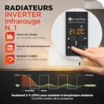 Termoplaza Infrarouge Radiateur Électrique 700W jusqu'à 20 m² - Chauffage Électrique avec Thermostat - Convecteur Électrique - Radiateur Électrique Mobile Blanc - Chauffage... – Image 4